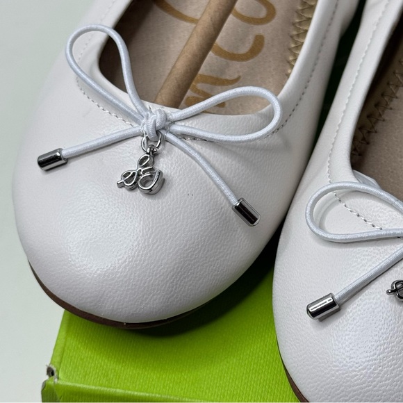 Sam Edelman Little Girls' Felicia Mini Flat Flats in White Leather Size 1 - Picture 7 of 7